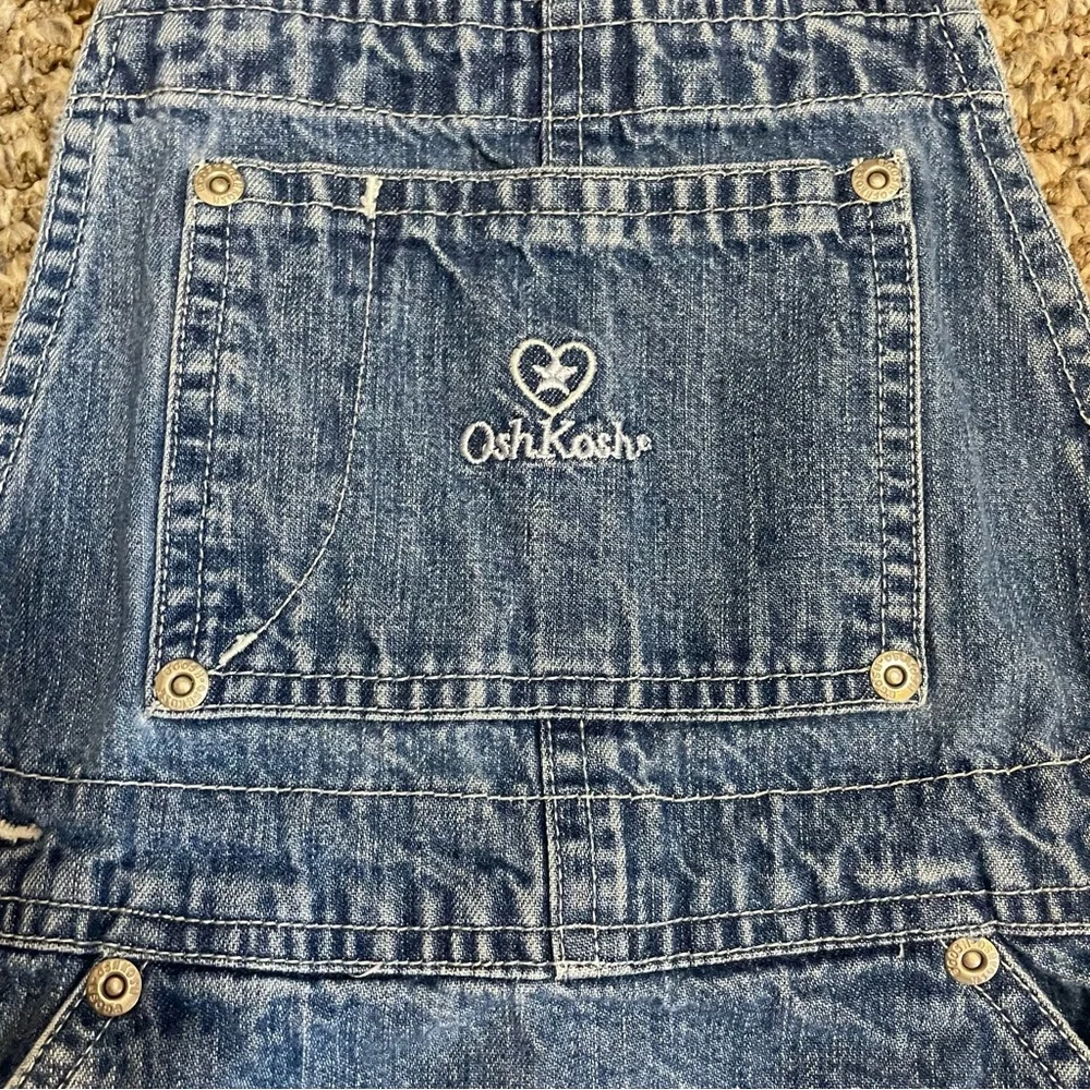 Oshkosh B’Gosh Jumper Denim Overalls Vintage Cargo pockets dress size 6